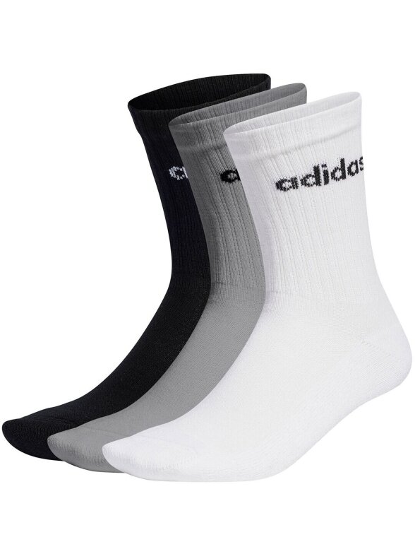 Adidas Linear Crew Cushioned 3P kojinės Juoda,Balta,PilkaIC1302 Adidas Linear Crew Cushioned 3P kojinės Juoda,Balta,PilkaIC1302