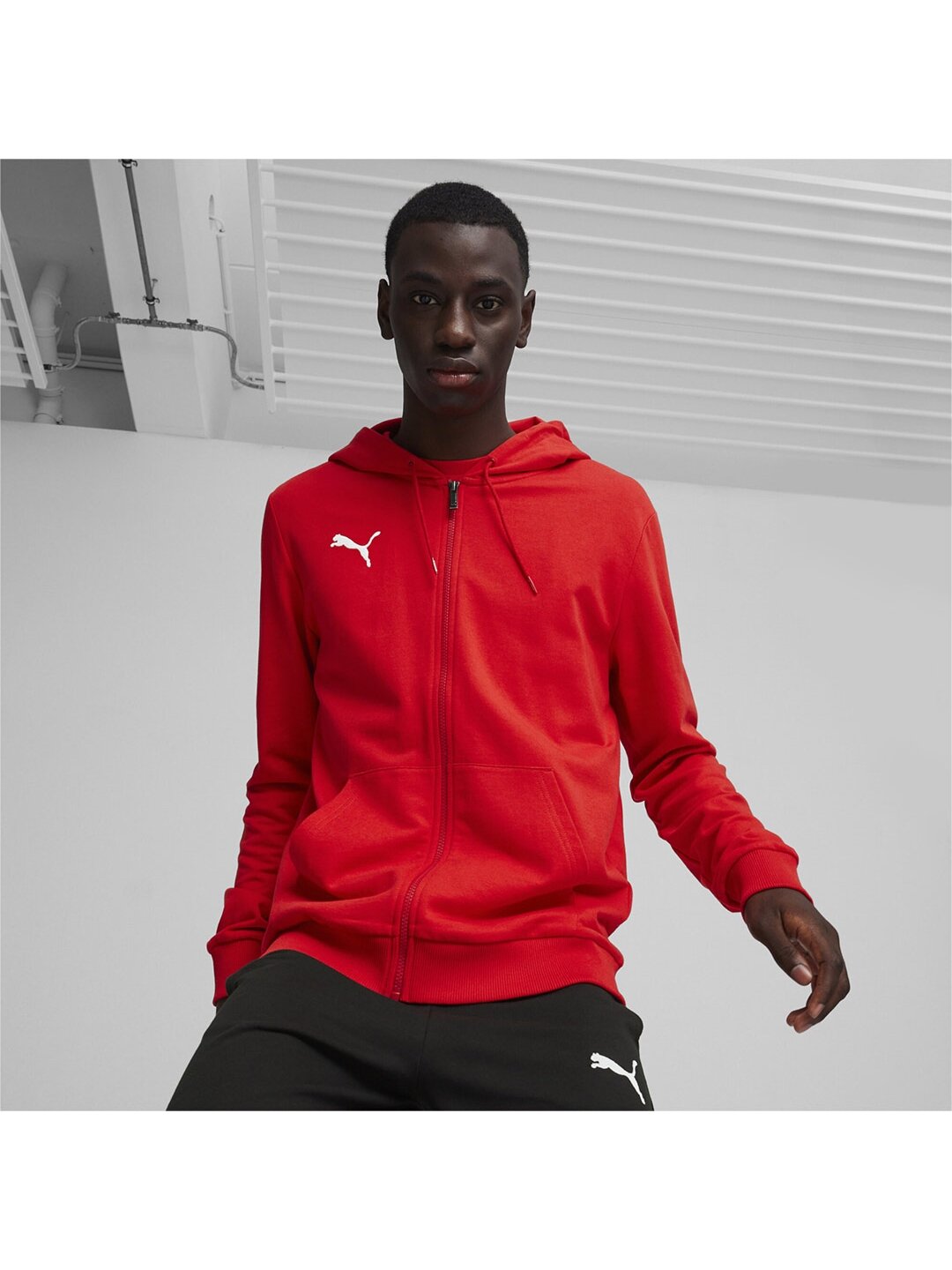 Puma Team Goal Casuals vyriškas džemperis su gobtuvu raudonas 658595 01 1