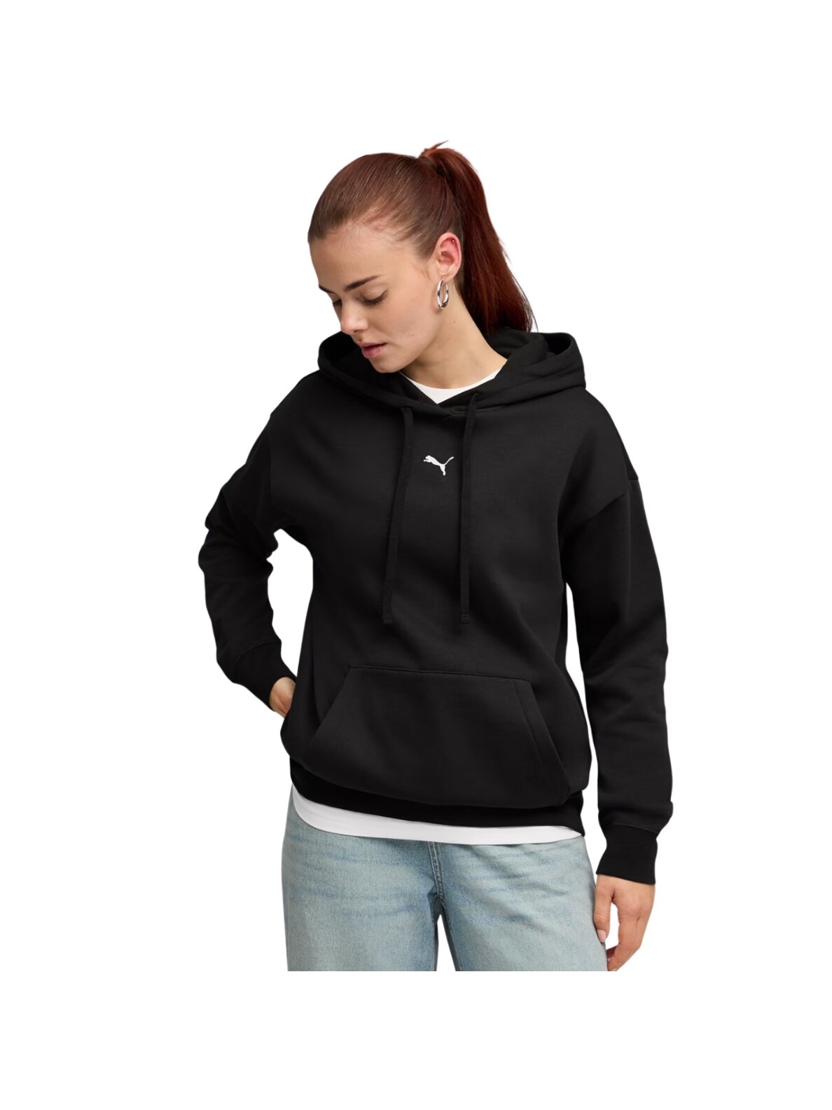 Puma ESS Centered Cat Logo Relaxed Hoodie moterims juoda 692917 01 Puma ESS Centered Cat Logo Relaxed Hoodie moterims juoda 692917 01
