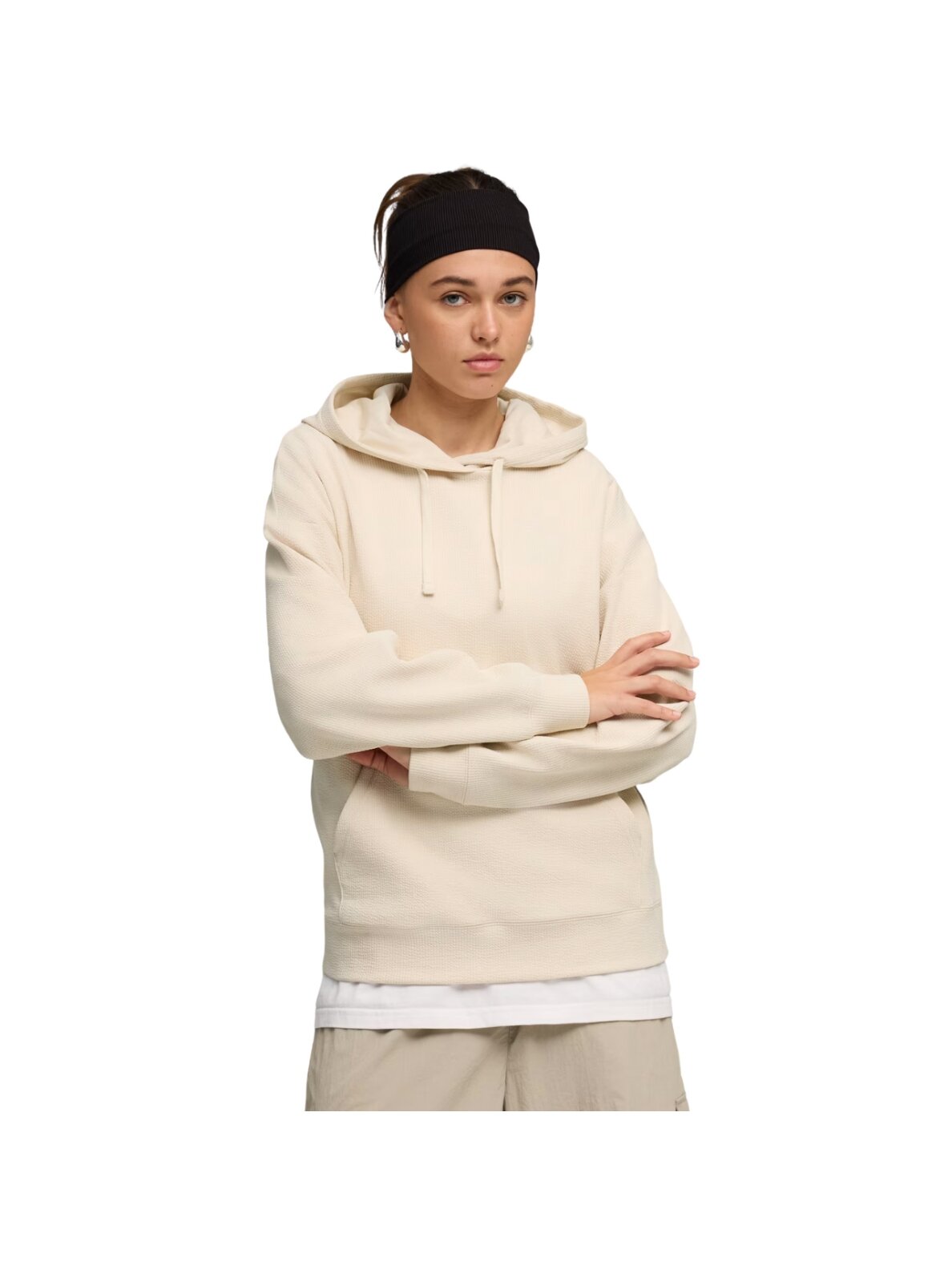 Puma ESS Elevated Comfort Hoodie džemperis moterims kreminis 691814 87