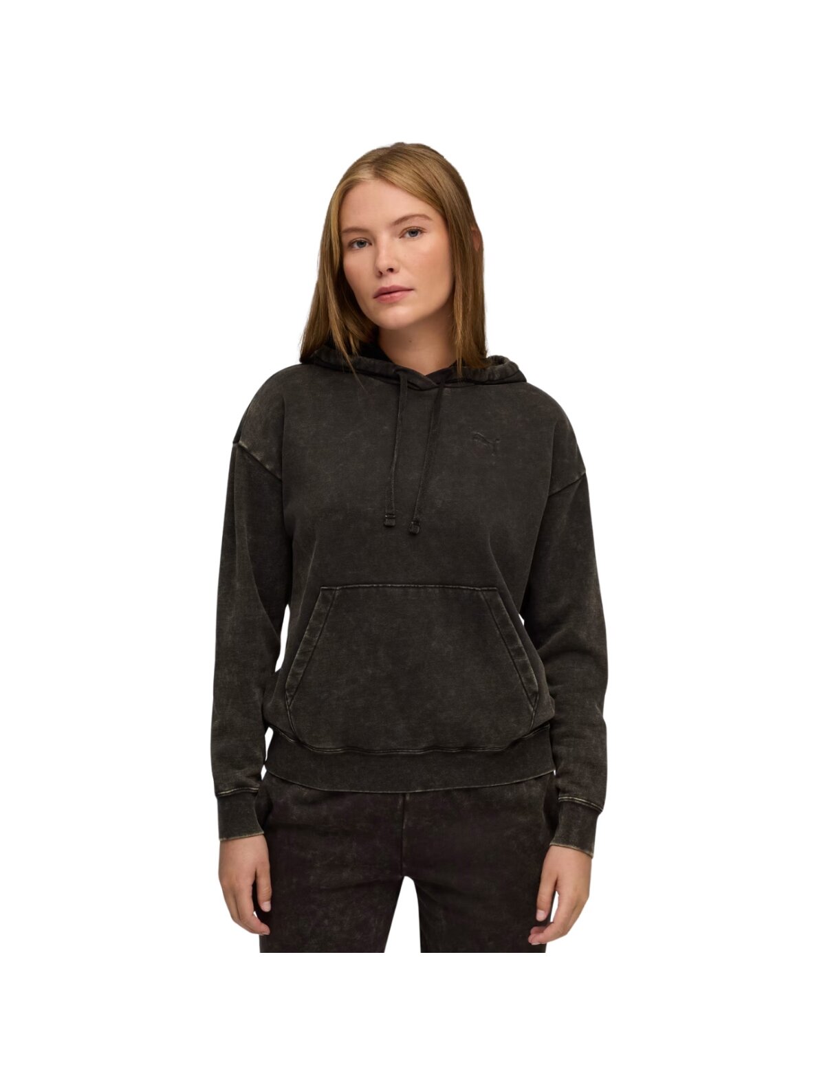 Puma moterims ESS Elevated Relaxed Wash Hoodie džemperis juodas 688103 01