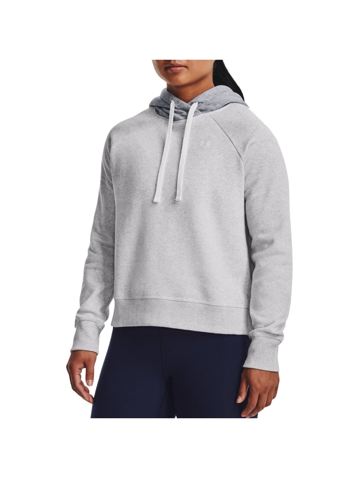 Under Armour Rival Fleece CB Hoodie moteriškas džemperis pilkas 1373031 014 4