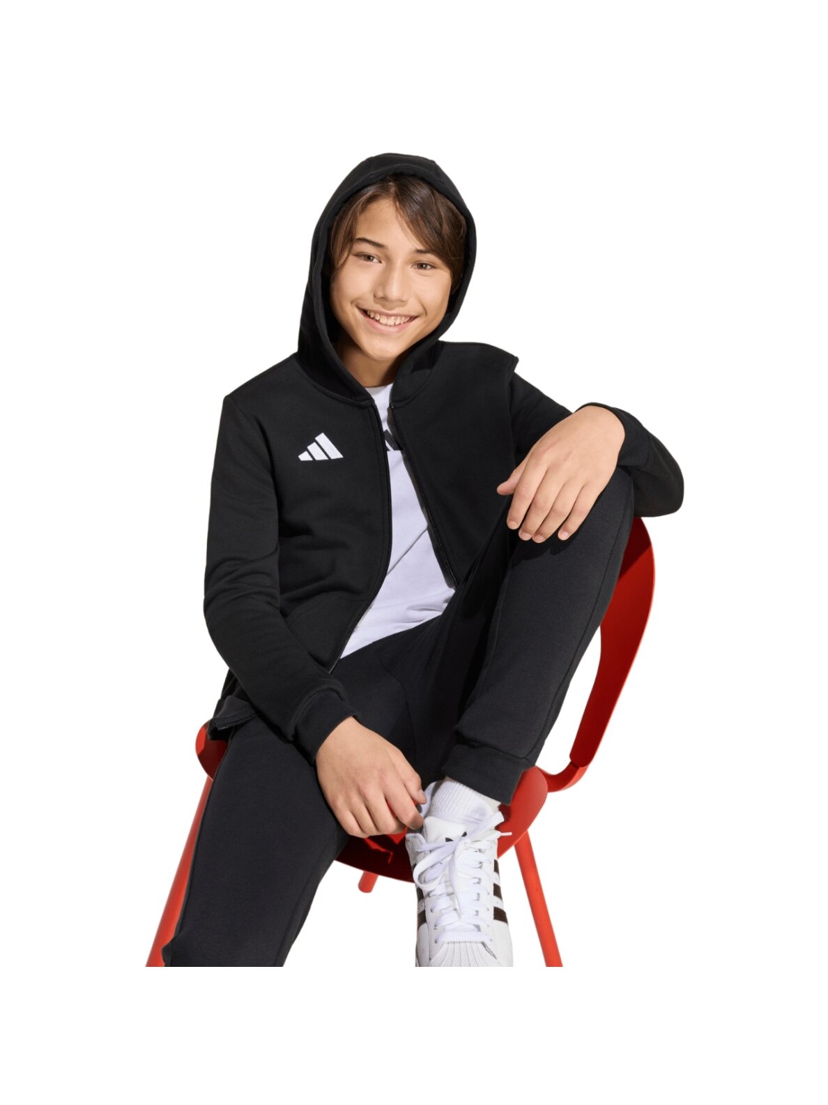 Adidas vaikams džemperis Entrada 26 Full Zip Hoodie juodas KH1782 3 Adidas vaikams džemperis Entrada 26 Full Zip Hoodie juodas KH1782 3