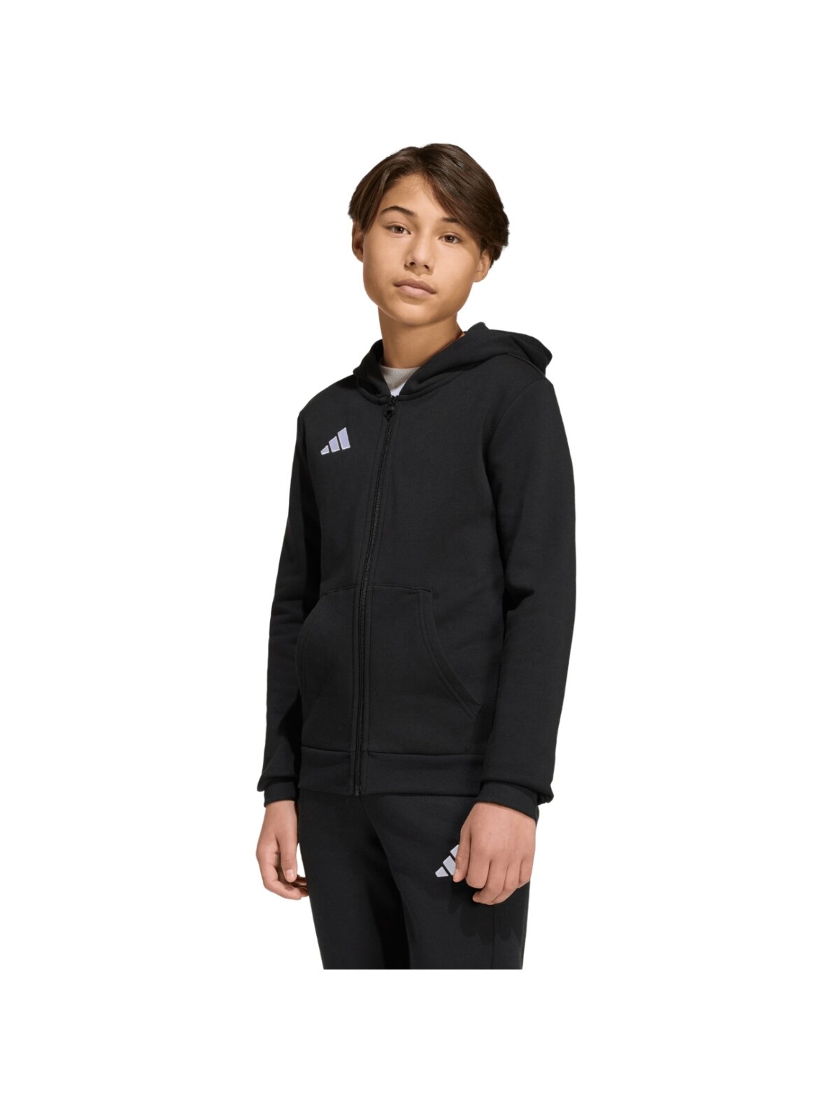 Adidas vaikams džemperis Entrada 26 Full Zip Hoodie juodas KH1782 Adidas vaikams džemperis Entrada 26 Full Zip Hoodie juodas KH1782