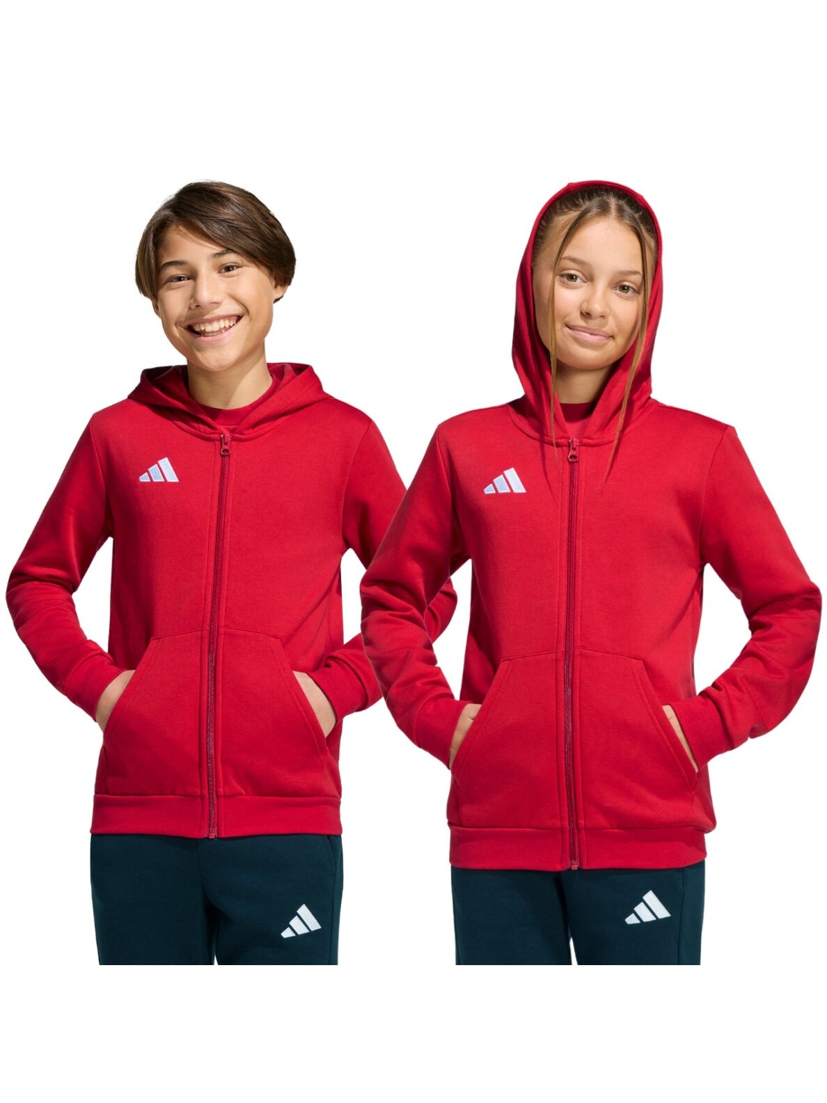 Adidas Entrada 26 Full Zip Hoodie vaikams džemperis raudonas KH1781 Adidas Entrada 26 Full Zip Hoodie vaikams džemperis raudonas KH1781