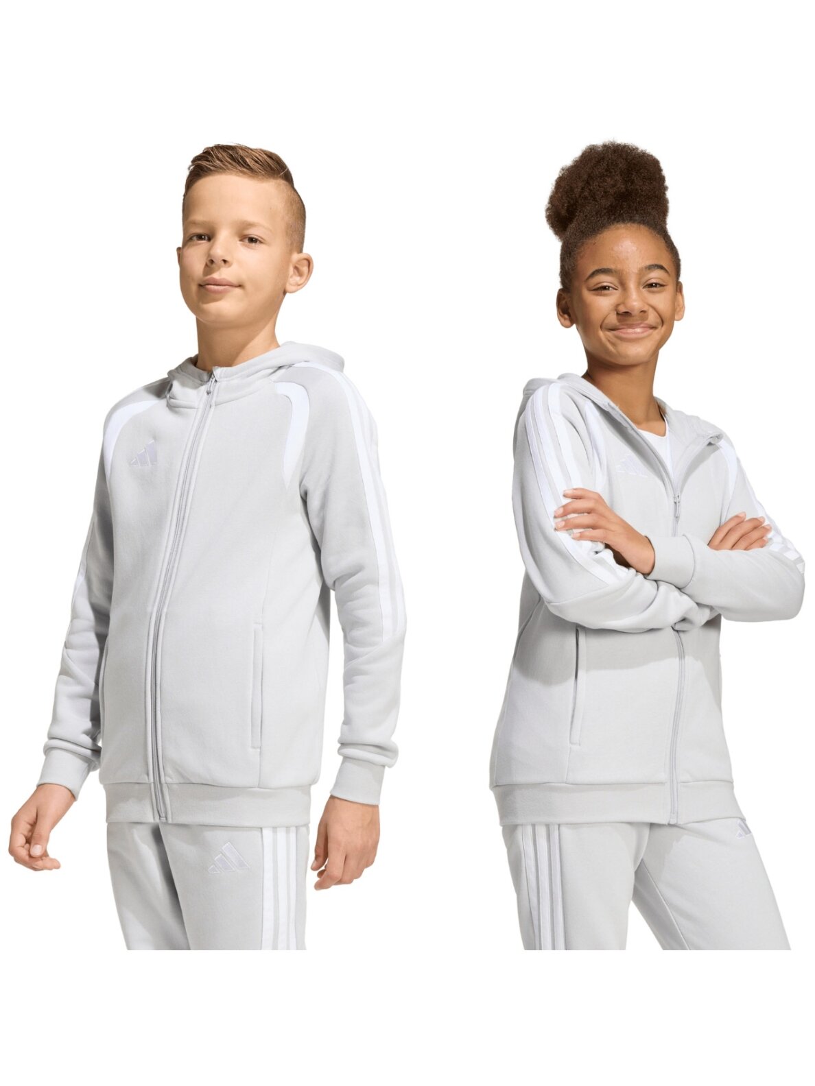 Adidas Tiro 26 League Sweat Full Zip Hoodie vaikams pilka KF3323 Adidas Tiro 26 League Sweat Full Zip Hoodie vaikams pilka KF3323