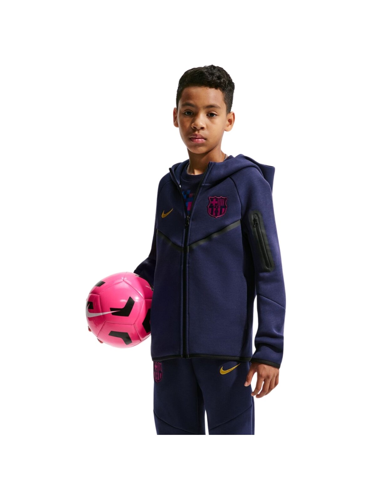 Nike FC Barcelona Tech Fleece vaikiškas džemperis, tamsiai mėlynas, II3722 498 Nike FC Barcelona Tech Fleece vaikiškas džemperis, tamsiai mėlynas, II3722 498