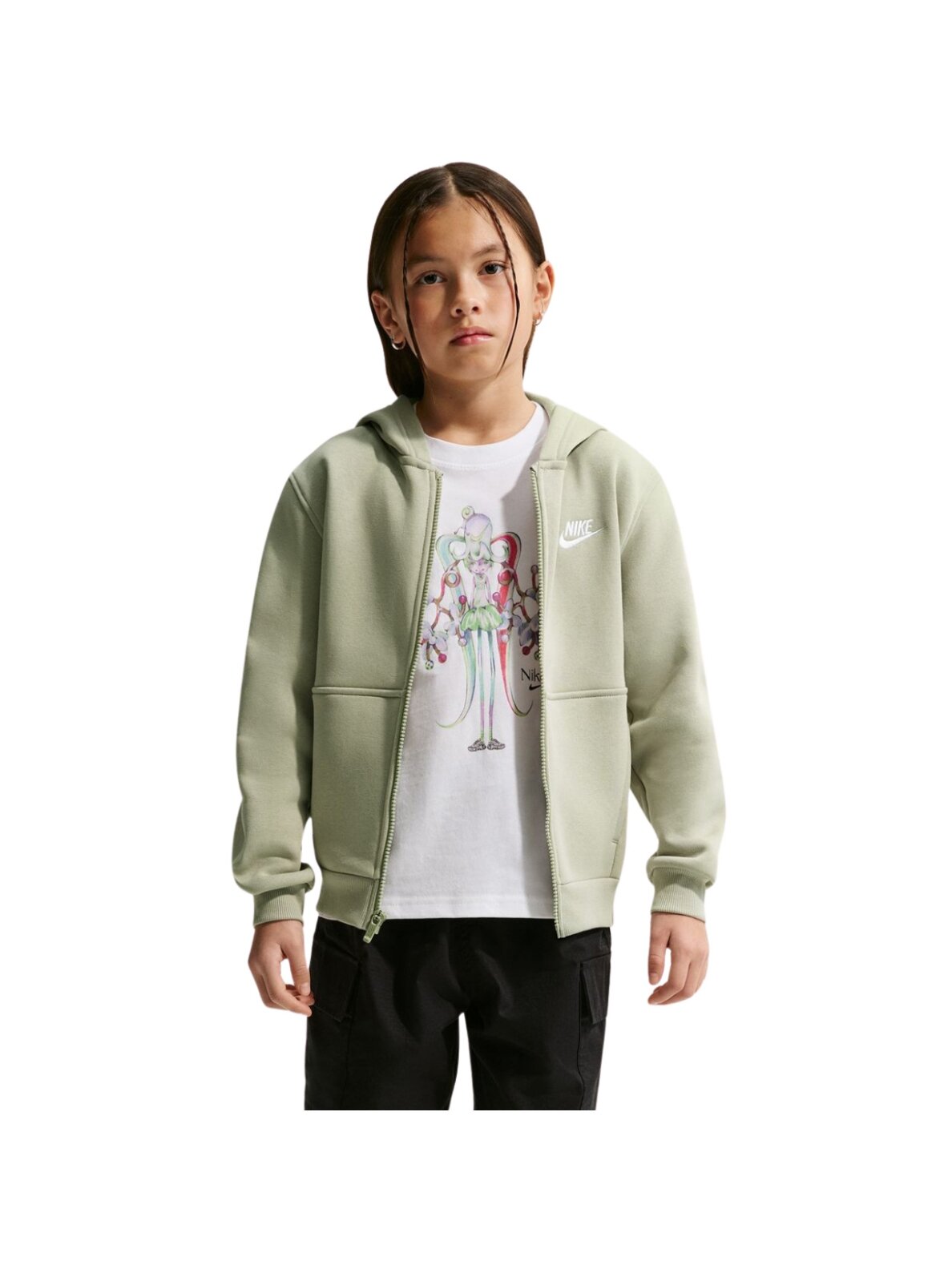 Džemperis vaikams Nike Sportswear Club Fleece šviesiai žalia FD3004 304 Džemperis vaikams Nike Sportswear Club Fleece šviesiai žalia FD3004 304