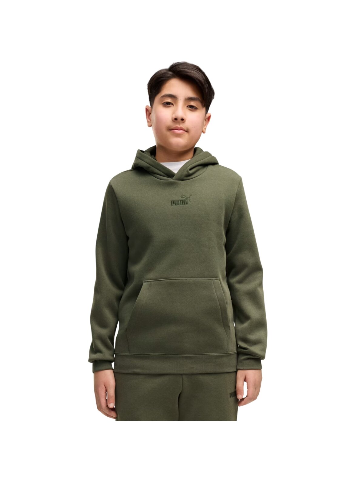 Puma vaikiškas džemperis su gobtuvu ESS Small No.1 Logo Centered Hoodie, chaki spalvos 692976 86