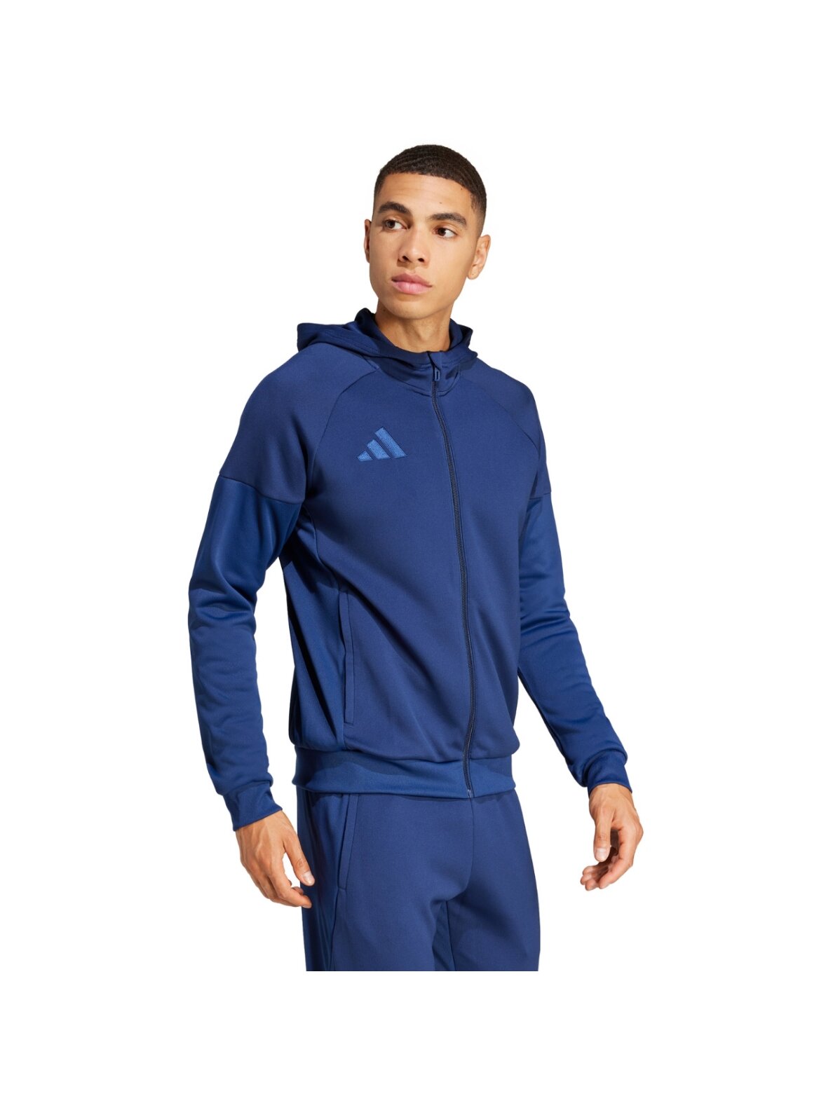 Adidas Tiro 25 Full-Zip Hoodie vyriškas bluzonas tamsiai mėlynas JC5131 Adidas Tiro 25 Full-Zip Hoodie vyriškas bluzonas tamsiai mėlynas JC5131