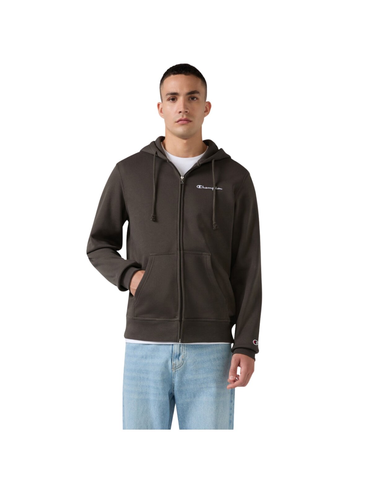 Champion vyriškas džemperis su užtrauktuku Hooded Full Zip Sweatshirt, rudas 221794 GS509