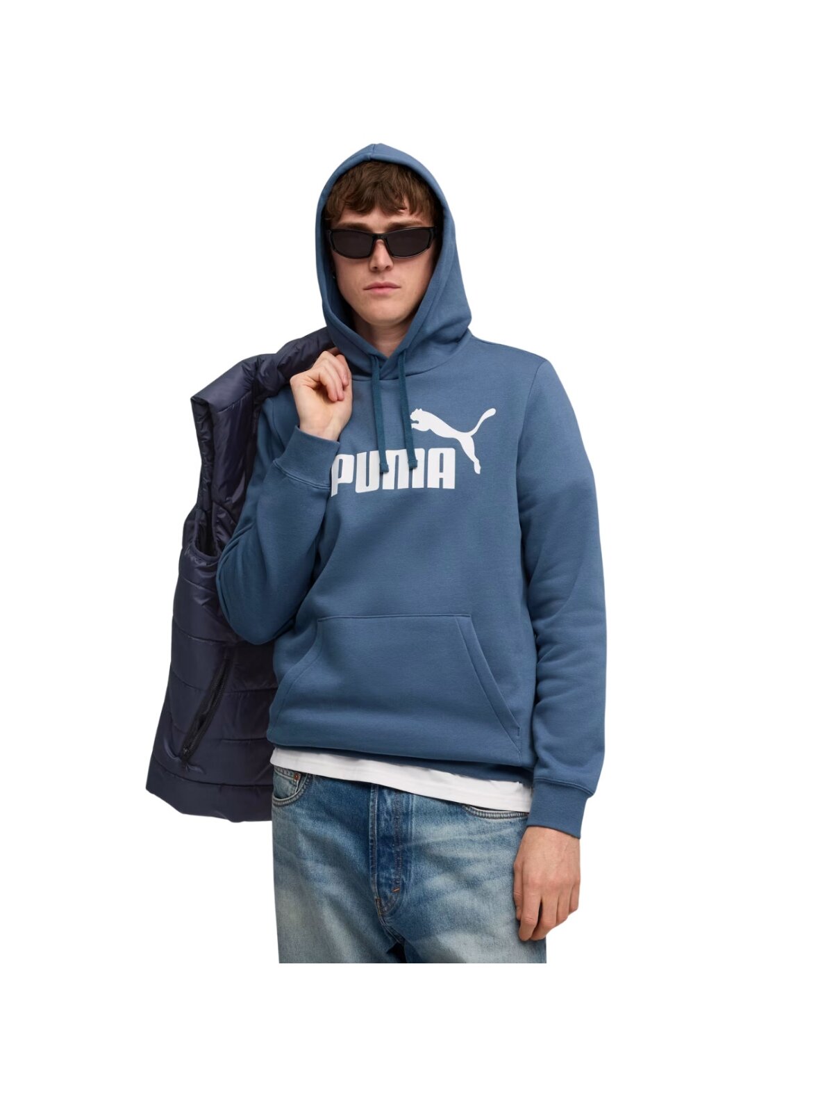 Puma vyrams mėlyna ESS No.1 Logo Hoodie FL džemperis 682571 80 Puma vyrams mėlyna ESS No.1 Logo Hoodie FL džemperis 682571 80