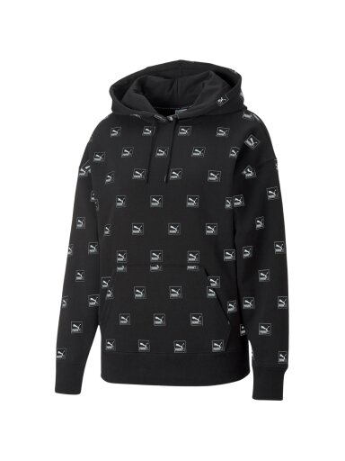 Puma Brand Love AOP Hoodie FL moteriškas džemperis juodas 535706 01