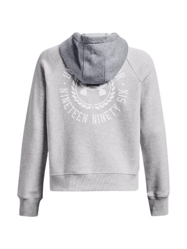 Under Armour Rival Fleece CB Hoodie moteriškas džemperis pilkas 1373031 014