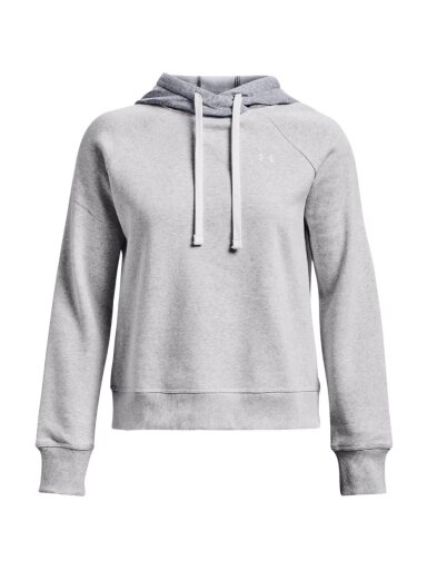 Under Armour Rival Fleece CB Hoodie moteriškas džemperis pilkas 1373031 014