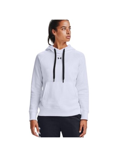 Under Armour Rival Fleece HB Hoodie moteriškas džemperis baltas 1356317 100