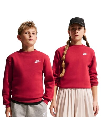 Nike Sportswear Club Fleece vaikiškas megztinis raudonas FD3006 608