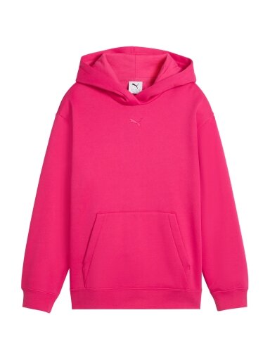 Puma ESS Centered Cat Logo Relaxed Hoodie vaikams džemperis su gobtuvu fuksia