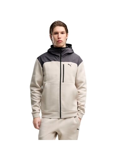 Puma vyriškas džemperis su užtrauktuku Tech Material Mix Full-Zip Hoodie, smėlio spalvos 694490 82