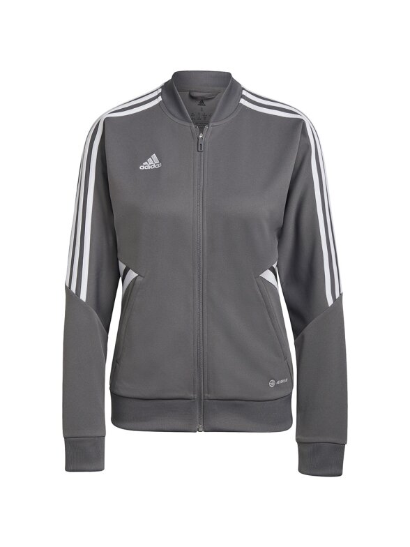 Adidas Condivo 22 Track Jacket Full Zip moteriškas džemperis pilkos ir baltos spalvos HD2280 Adidas Condivo 22 Track Jacket Full Zip moteriškas džemperis pilkos ir baltos spalvos HD2280