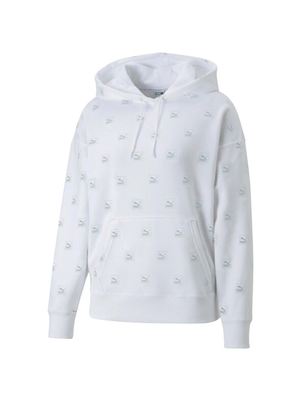 Puma Brand Love AOP Hoodie FL moteriškas džemperis baltas 535706 02