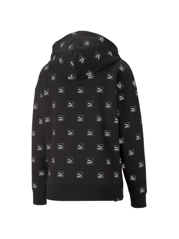 Puma Brand Love AOP Hoodie FL moteriškas džemperis juodas 535706 01 1 Puma Brand Love AOP Hoodie FL moteriškas džemperis juodas 535706 01 1