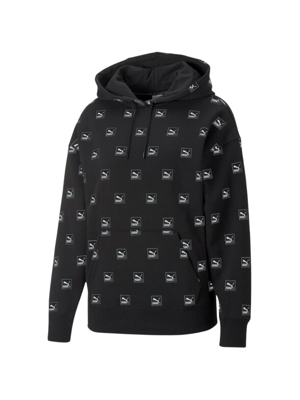 Puma Brand Love AOP Hoodie FL moteriškas džemperis juodas 535706 01 Puma Brand Love AOP Hoodie FL moteriškas džemperis juodas 535706 01