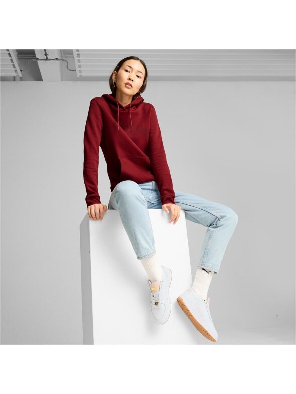 Puma Ess+ Logo LAB Hoodie FL moteriškas džemperis bordo spalvos 682987 13 2