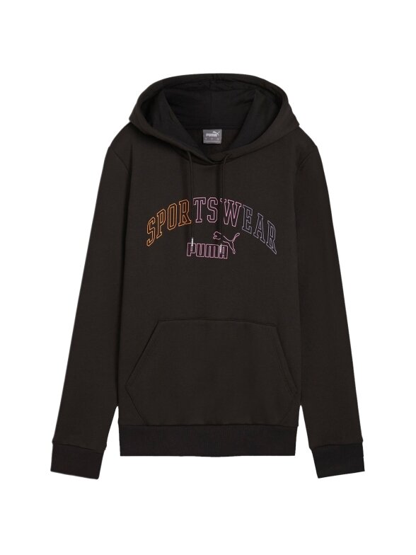 Puma Ess+ Logo LAB Hoodie FL moteriškas džemperis juodas 682987 01 Puma Ess+ Logo LAB Hoodie FL moteriškas džemperis juodas 682987 01