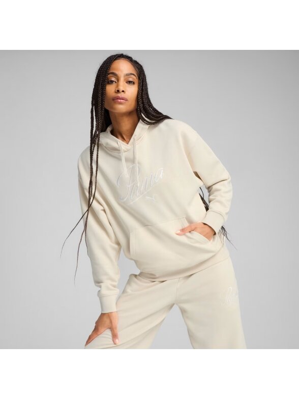 Puma Ess Script Comfort Hoodie moterims kreminio spalvos 684983 87 2