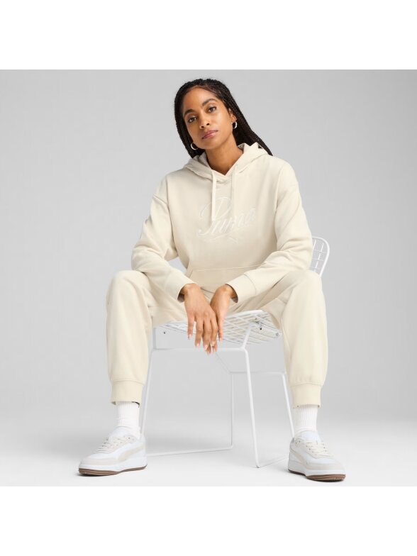 Puma Ess Script Comfort Hoodie moterims kreminio spalvos 684983 87 6