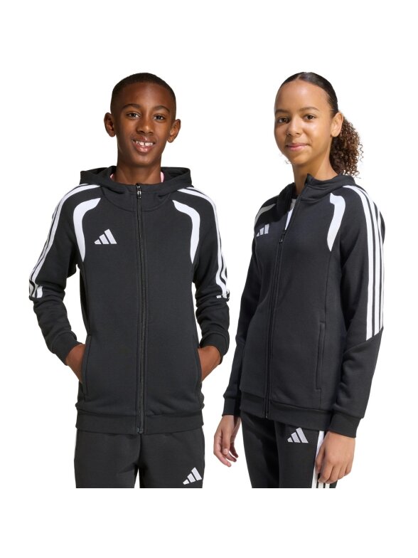 Adidas Tiro 26 League Sweat Full Zip Hoodie vaikams juoda KF3324 Adidas Tiro 26 League Sweat Full Zip Hoodie vaikams juoda KF3324