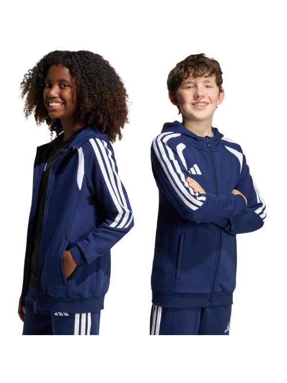 adidas Tiro 26 League Sweat Full Zip Hoodie džemperis vaikams tamsiai mėlynas KF3322 adidas Tiro 26 League Sweat Full Zip Hoodie džemperis vaikams tamsiai mėlynas KF3322