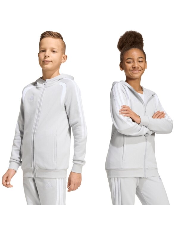Adidas Tiro 26 League Sweat Full Zip Hoodie vaikams pilka KF3323 Adidas Tiro 26 League Sweat Full Zip Hoodie vaikams pilka KF3323