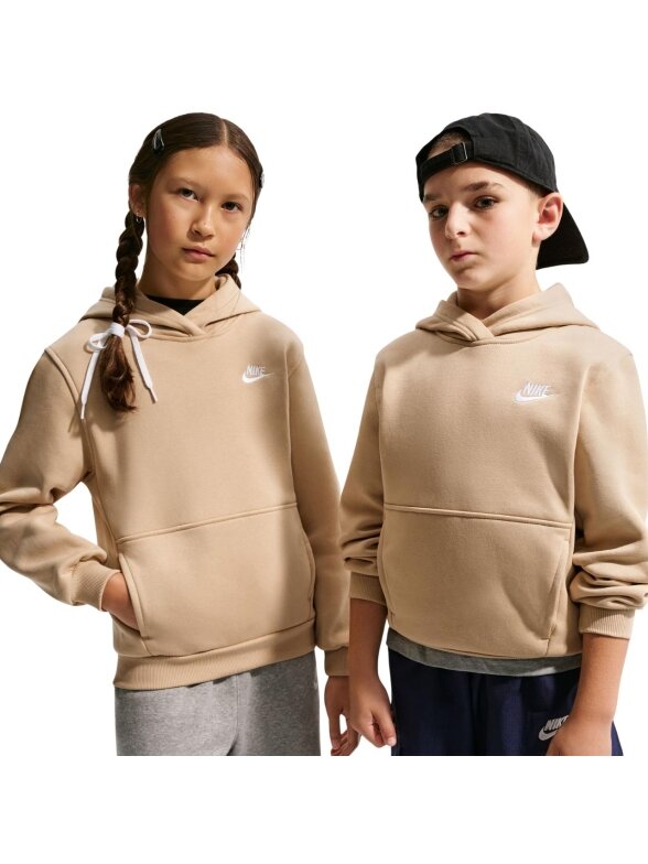 Nike Sportswear Club Fleece vaikiški megztiniai, smėlio spalvos FD3000 286 Nike Sportswear Club Fleece vaikiški megztiniai, smėlio spalvos FD3000 286