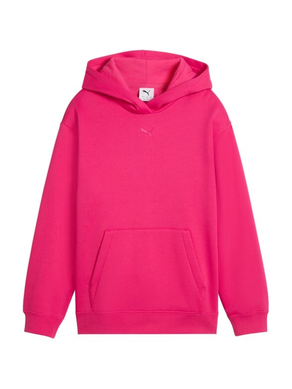 Puma ESS Centered Cat Logo Relaxed Hoodie vaikams džemperis su gobtuvu fuksia 1