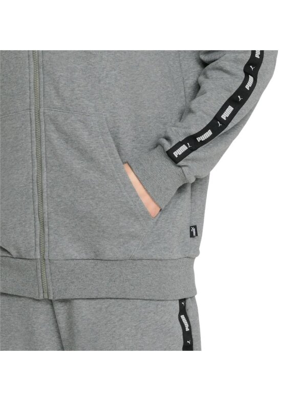Puma ESS+ Tape Full-Zip Hoodie TR vyriškas džemperis pilkas 848768 03 Puma ESS+ Tape Full-Zip Hoodie TR vyriškas džemperis pilkas 848768 03