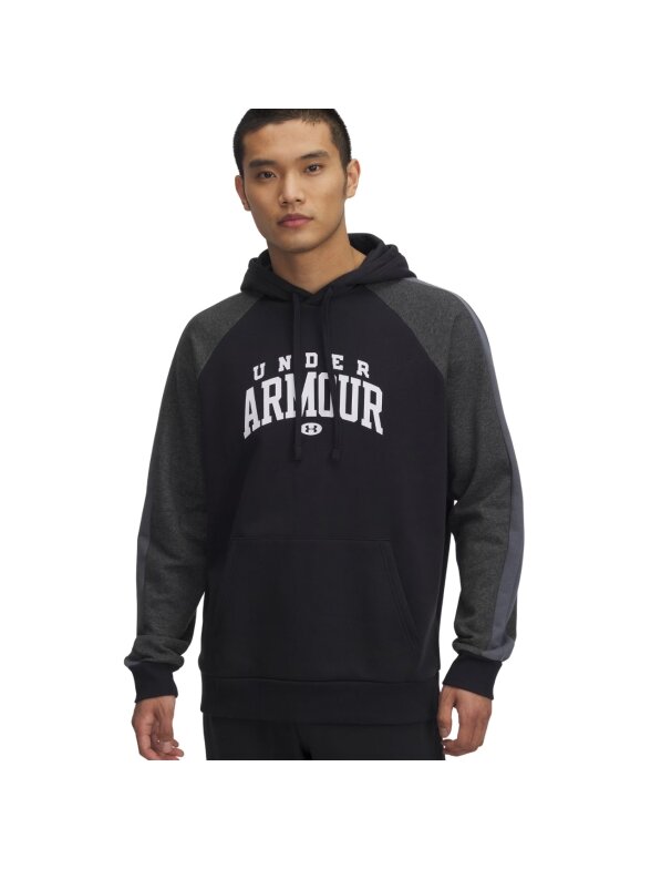 Under Armour Rival Fleece Colorblock Hoodie džemperis vyrams juodas 6003958 001