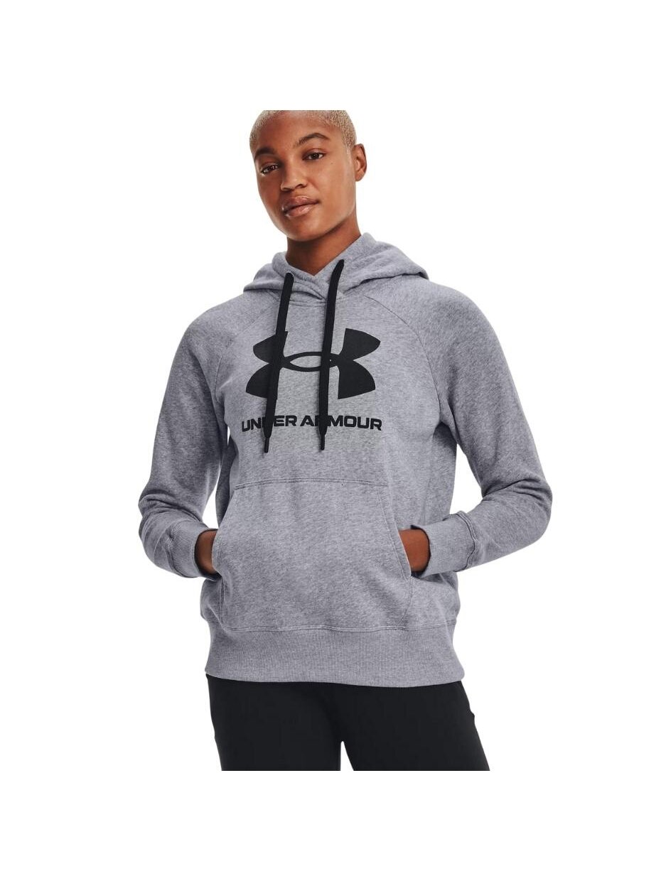 Under Armour Rival Fleece moteriškas džemperis su gobtuvu, pilkas 1356318 035 2