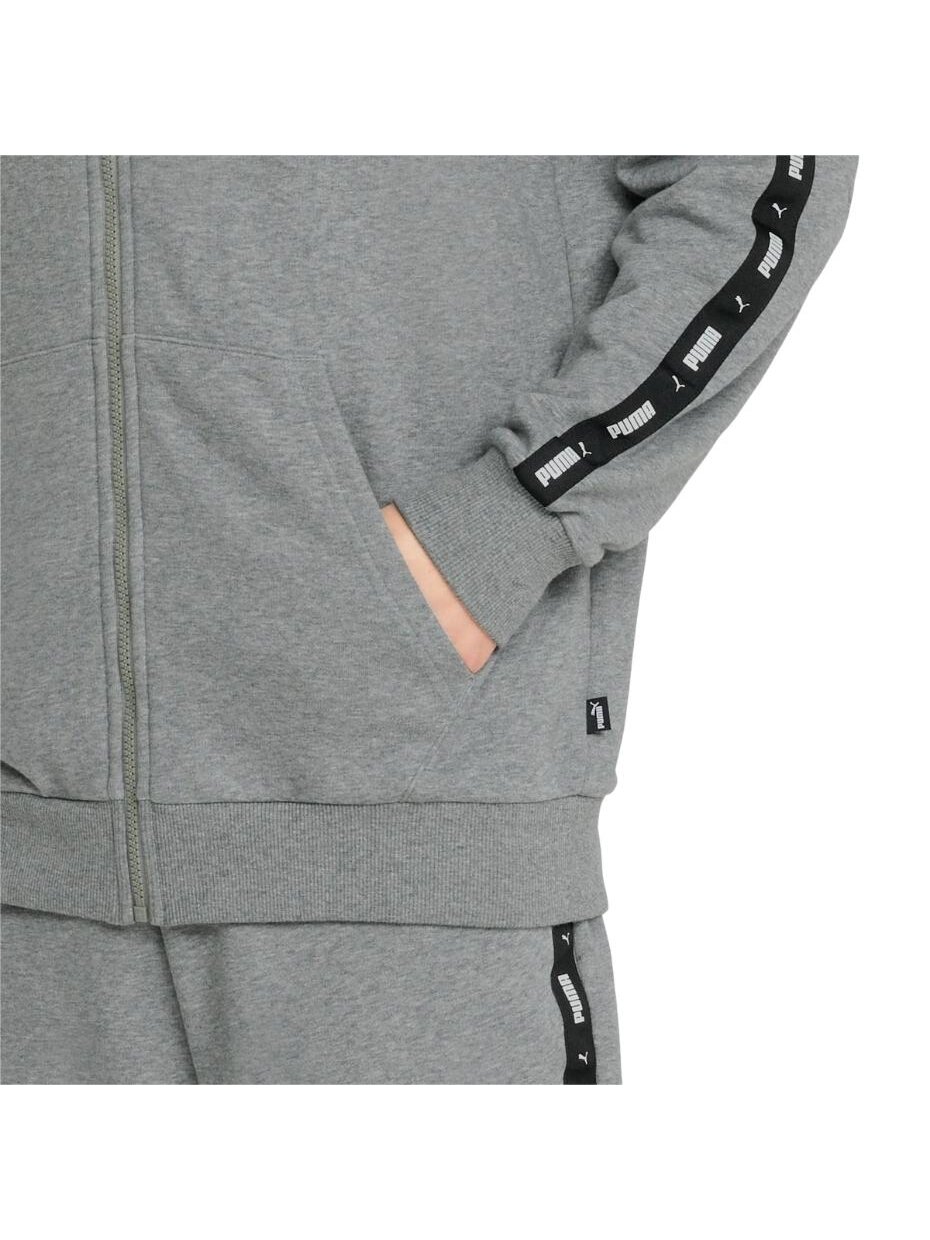 Puma ESS+ Tape Full-Zip Hoodie TR vyriškas džemperis pilkas 848768 03 Puma ESS+ Tape Full-Zip Hoodie TR vyriškas džemperis pilkas 848768 03