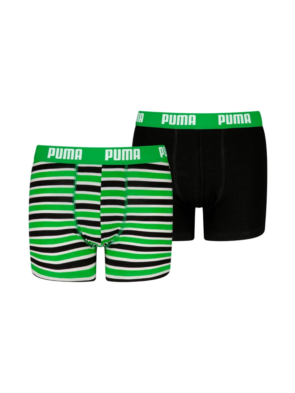 Puma Everyday Striped vaikiški bokseriniai šortai 2 pakelių žalios ir juodos spalvos 938970 03