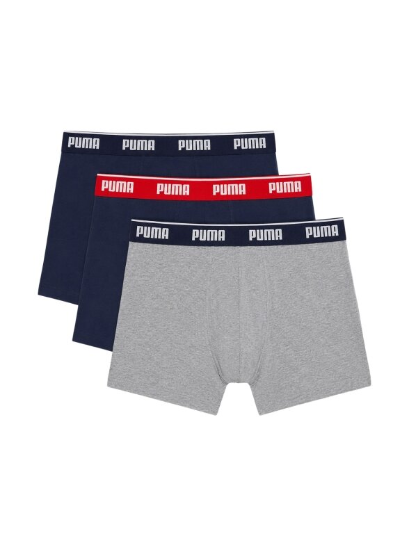 Puma vyriški bokseriniai šortai 3 pak., tamsiai mėlyni, pilki 947130 05 Puma vyriški bokseriniai šortai 3 pak., tamsiai mėlyni, pilki 947130 05