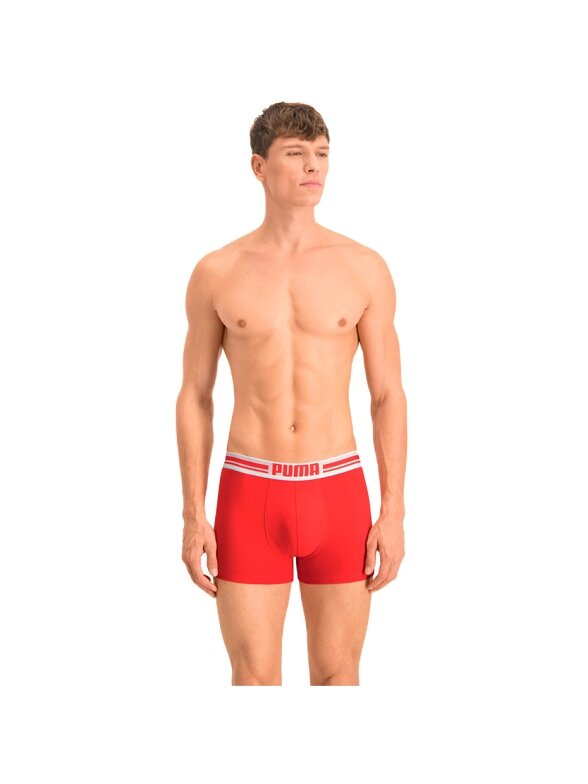 Puma Placed Logo Boxer 2P vyriški bokseriniai šortai raudoni, juodi 906519 07 2
