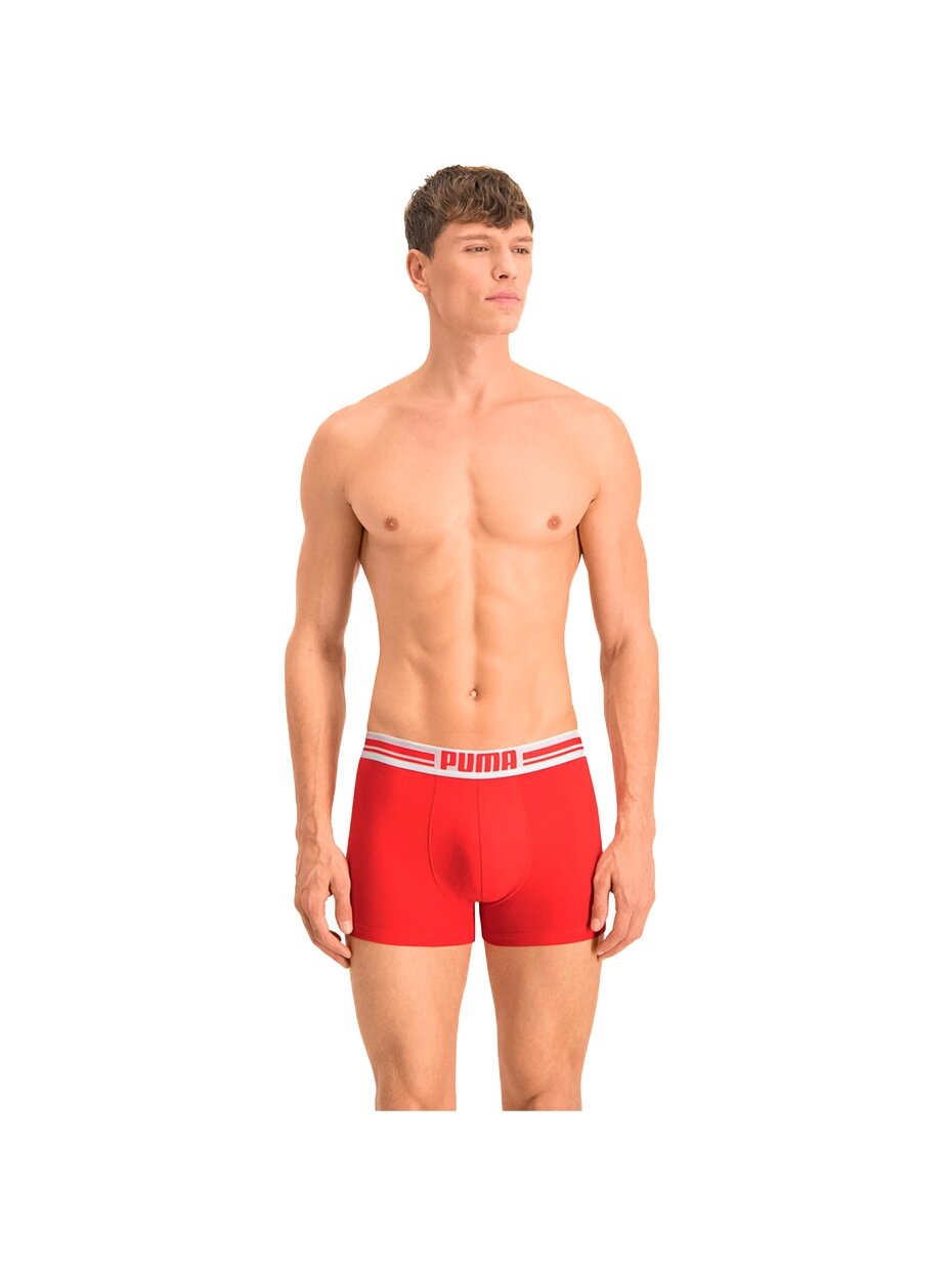 Puma Placed Logo Boxer 2P vyriški bokseriniai šortai raudoni, juodi 906519 07 2