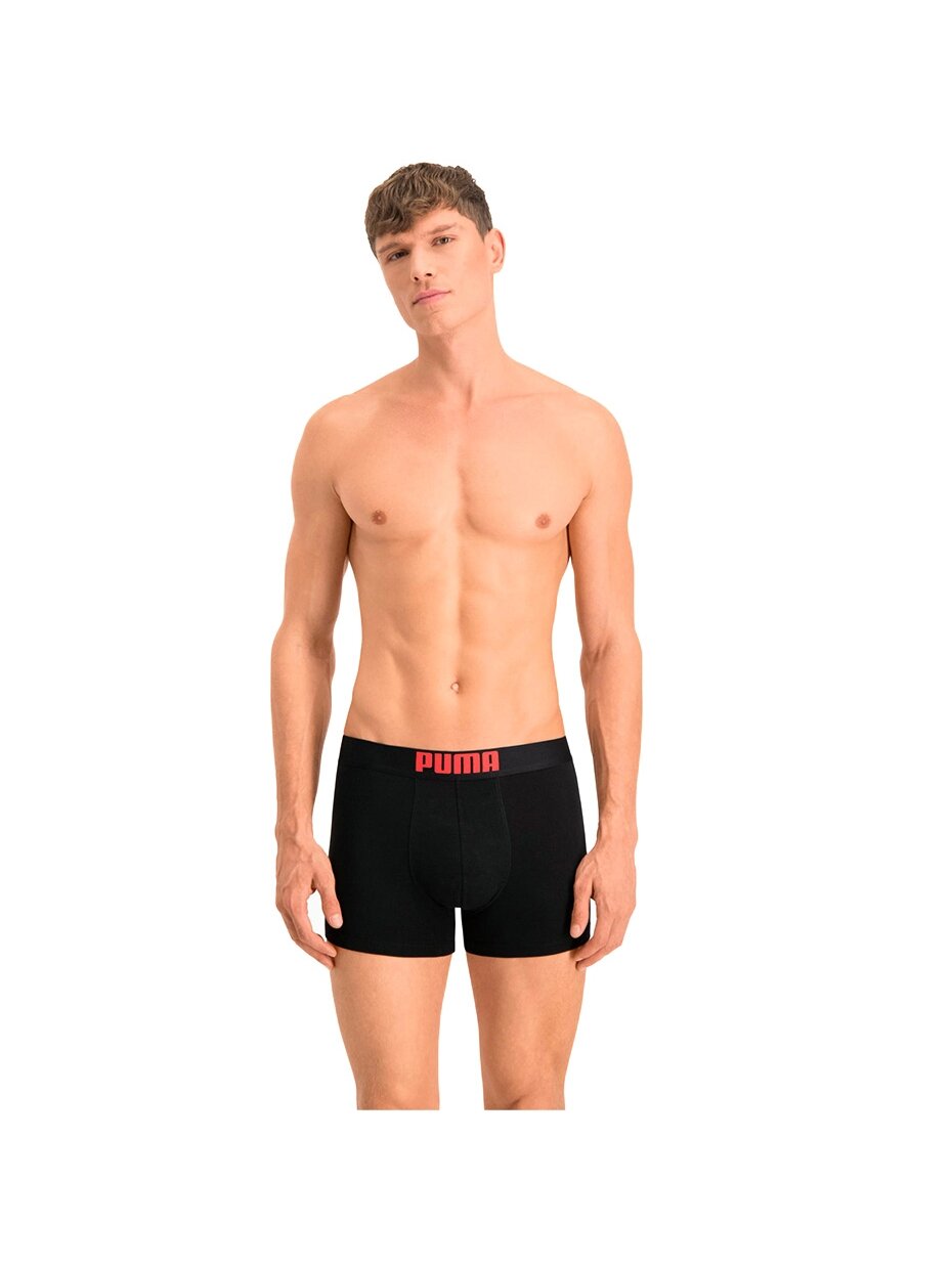 Puma Placed Logo Boxer 2P vyriški bokseriniai šortai raudoni, juodi 906519 07 4 Puma Placed Logo Boxer 2P vyriški bokseriniai šortai raudoni, juodi 906519 07 4