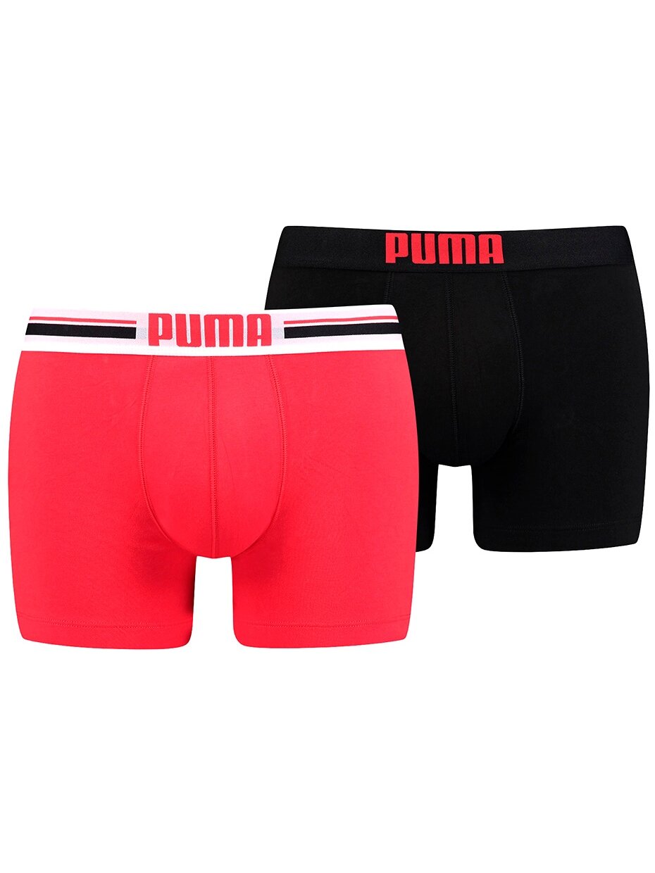 Puma Placed Logo Boxer 2P vyriški bokseriniai šortai raudoni, juodi 906519 07 Puma Placed Logo Boxer 2P vyriški bokseriniai šortai raudoni, juodi 906519 07