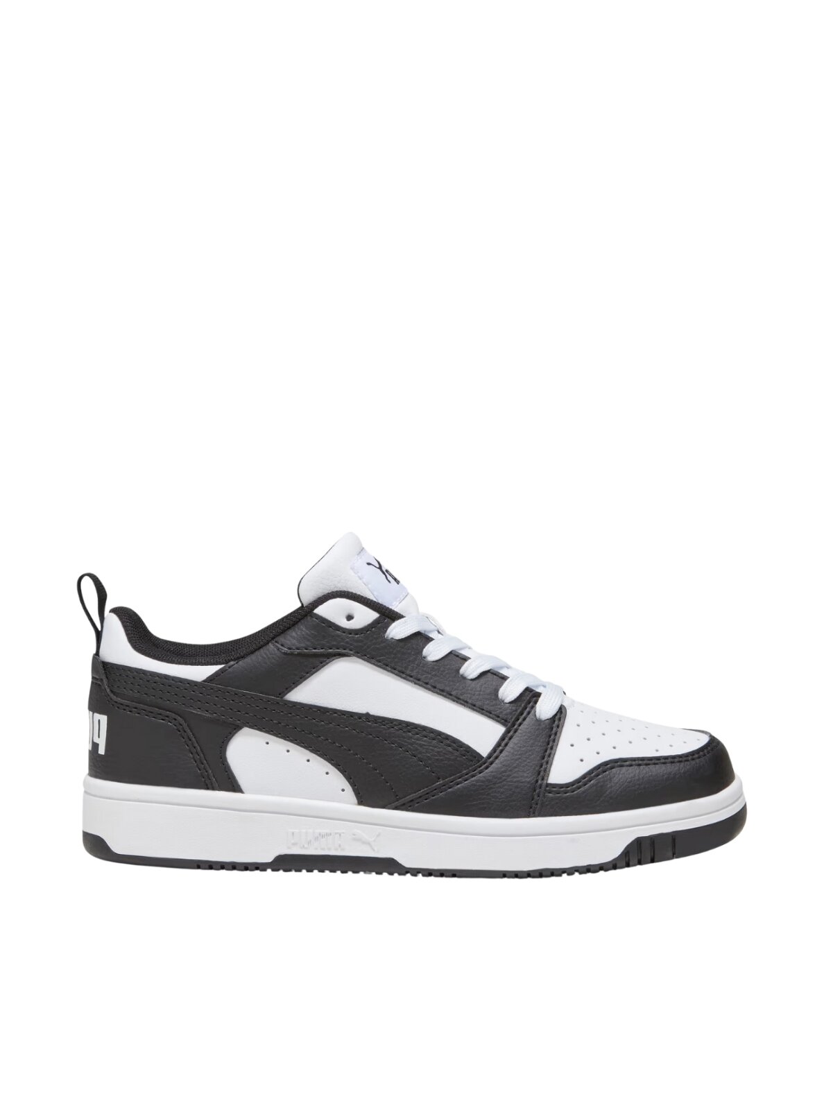 Puma Rebound V6 Lo Mid batai vaikams balti-juodi 393833 01 Puma Rebound V6 Lo Mid batai vaikams balti-juodi 393833 01