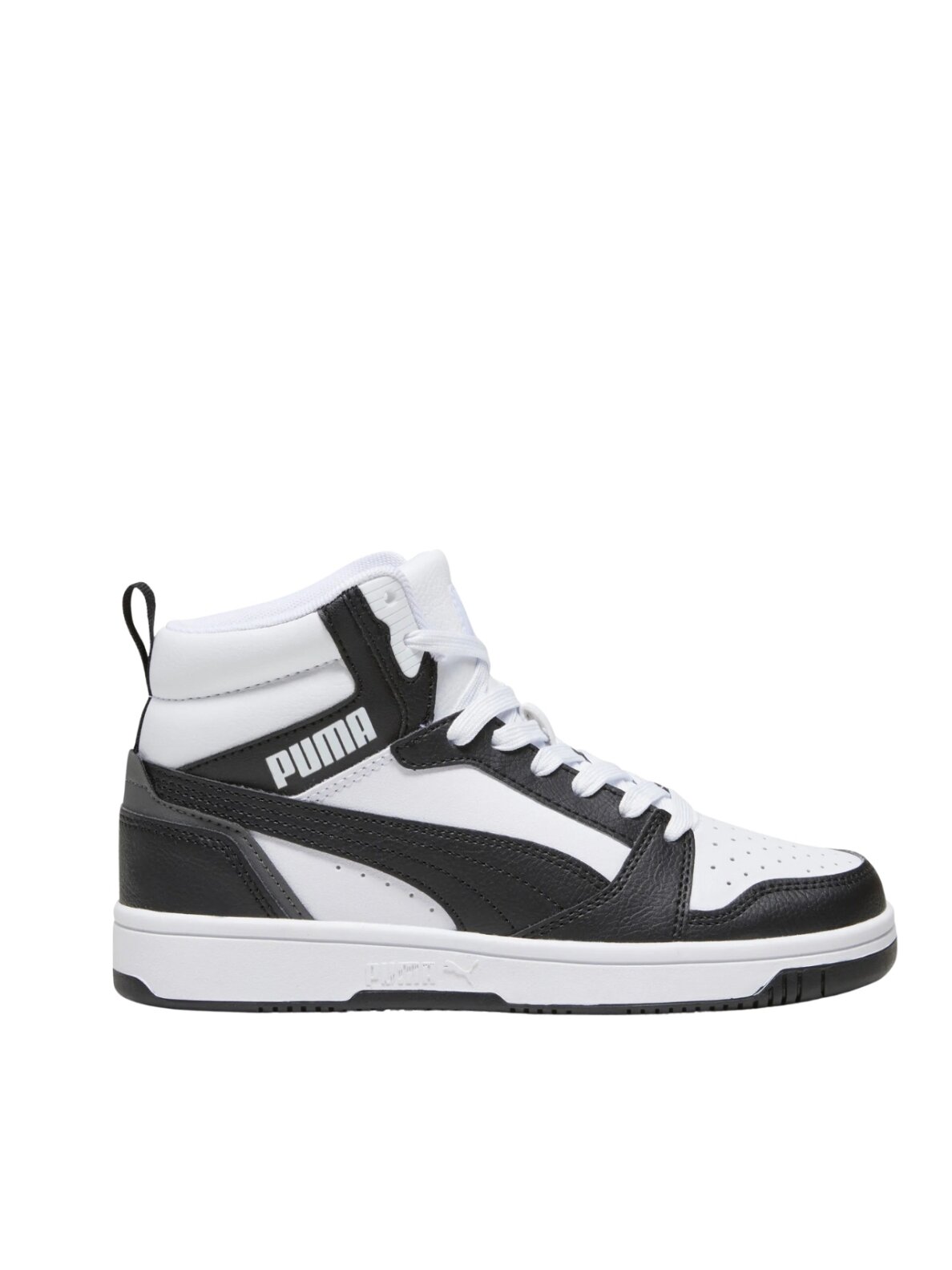 Puma Rebound V6 Mid batai vaikams balti-juodi 393831 01 Puma Rebound V6 Mid batai vaikams balti-juodi 393831 01
