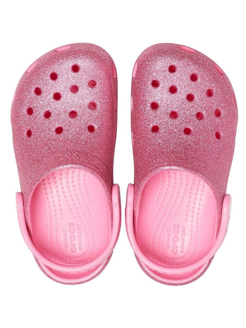 Crocs Classic Glitter Clog vaikiški šlepetės rožinės 205441 669 1