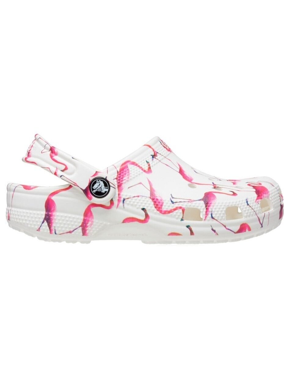 Crocs Classic Party Kids vaikiškos klumpės baltos ir rožinės spalvos 207826 1CW Crocs Classic Party Kids vaikiškos klumpės baltos ir rožinės spalvos 207826 1CW